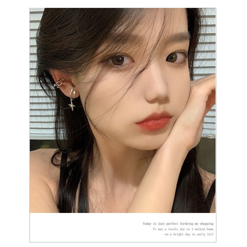 Set 2 Khuyên Kẹp Vành Tai Đính Đá Thời Trang Cho Nữ