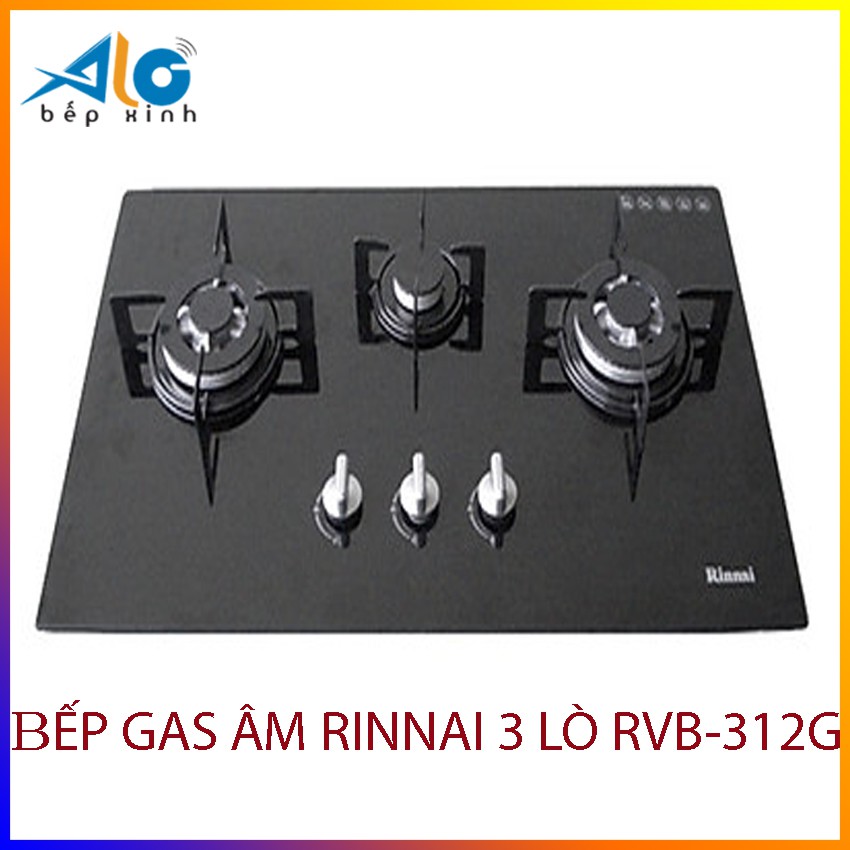 Bếp gas âm Rinnai RVB-312BG - 3 lò - Ngắt gas tự động -  Tiết kiệm gas - bảo hành 2 năm - Alo Bếp Xinh