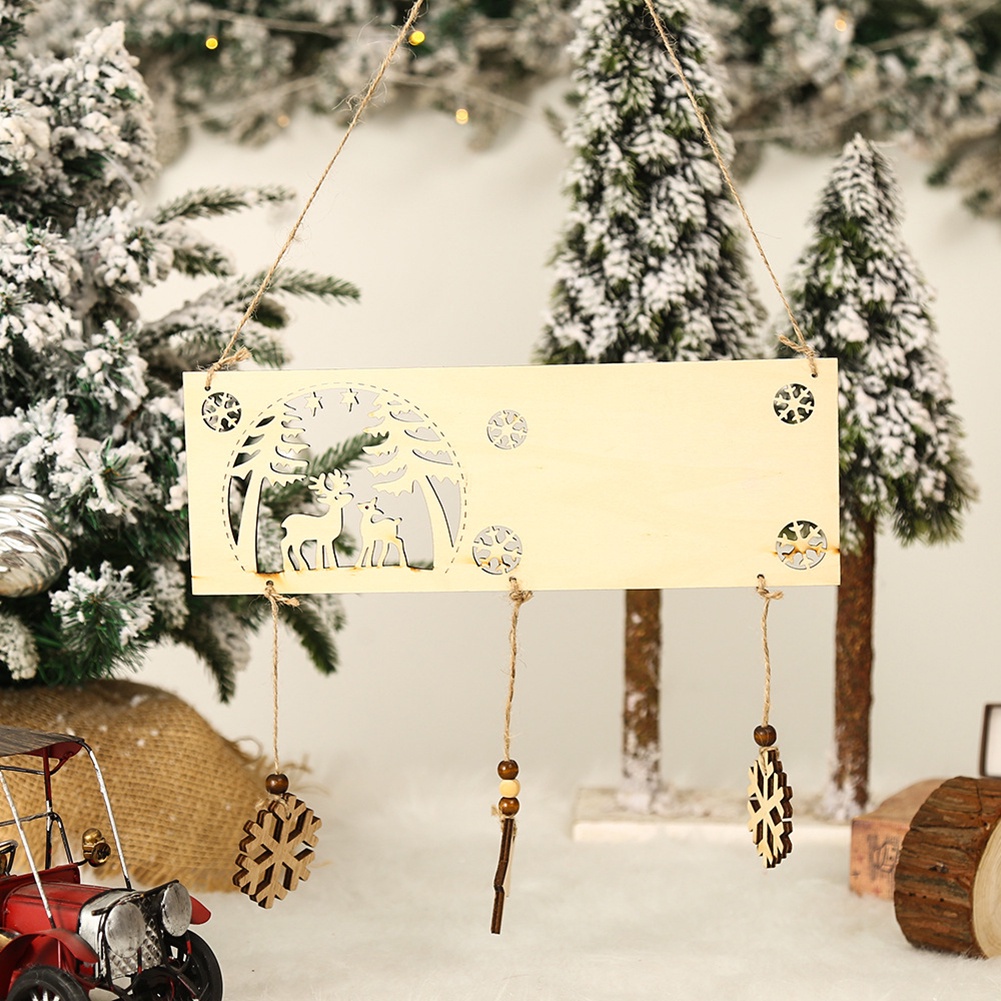 Ready Stock❀❀ Christmas decorations Shuanglu house number pendant wooden crafts Christmas scene decoration props