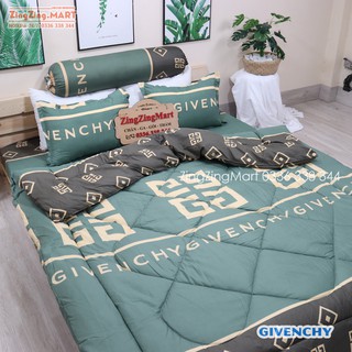 Bộ 5 món chăn phao, chăn bông ga gối kèm vỏ ôm poly cotton loại Bông Dày, chất đẹp