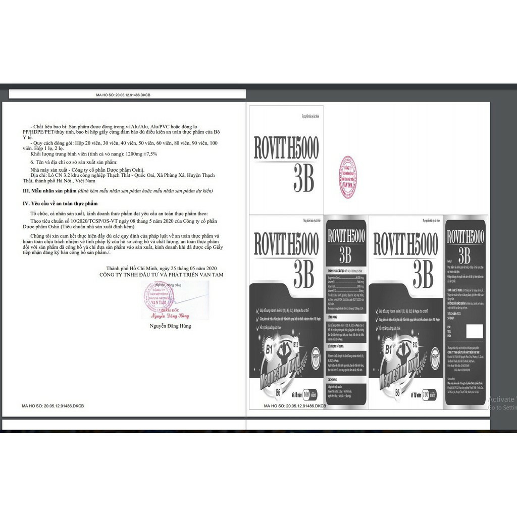 Rovit h5000 3b hộp 100 viên - bổ sung vitamin nhóm b,mg,giảm triệu chứng đau dây thần kinh ngoại biên