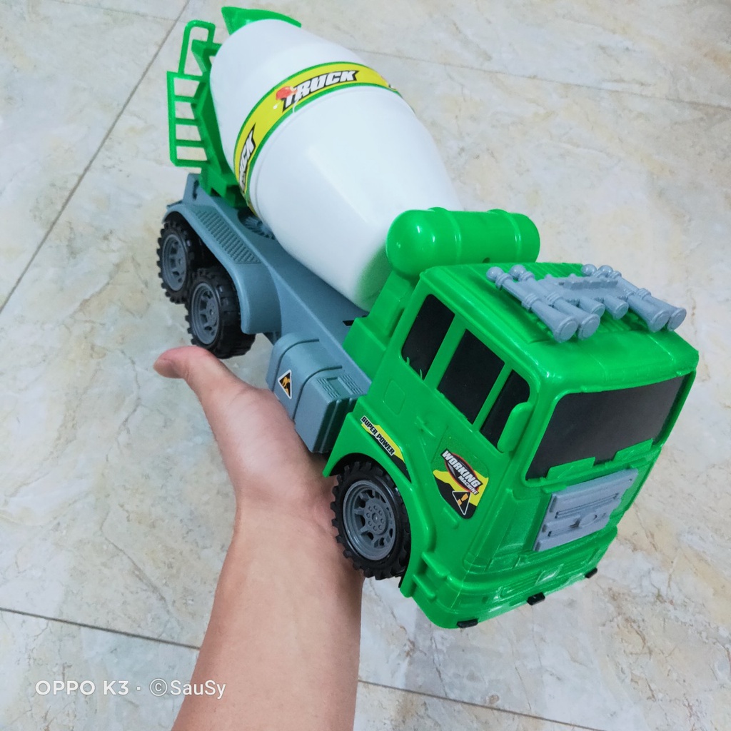 Đồ chơi Xe bồn trộn bê tông  xanh trắng