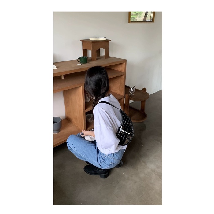 Túi Xách Nữ Vân Da Cá Sấu Đen Thời Trang