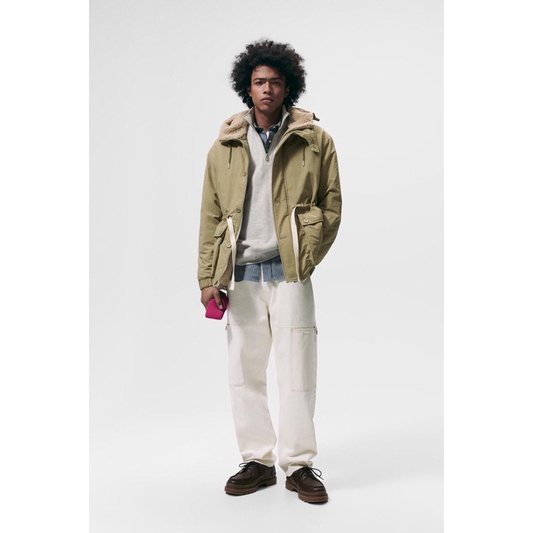 Order áo khoác ZARA auth tuồn của nam Áo khoác parka lót lông cừu nhân tạo