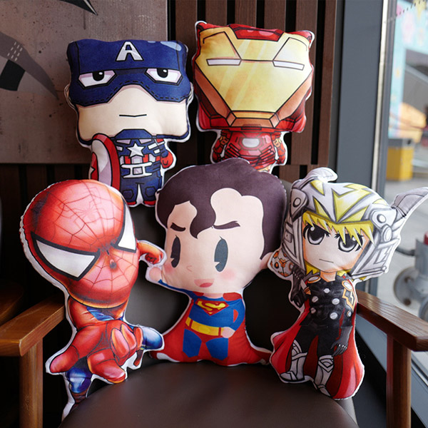 Avengers Pillow Plush Cushion Iron Man Captain America Spiderman Thor Double-sided Stuffed Dolls Decorative Ornaments Gift Stres