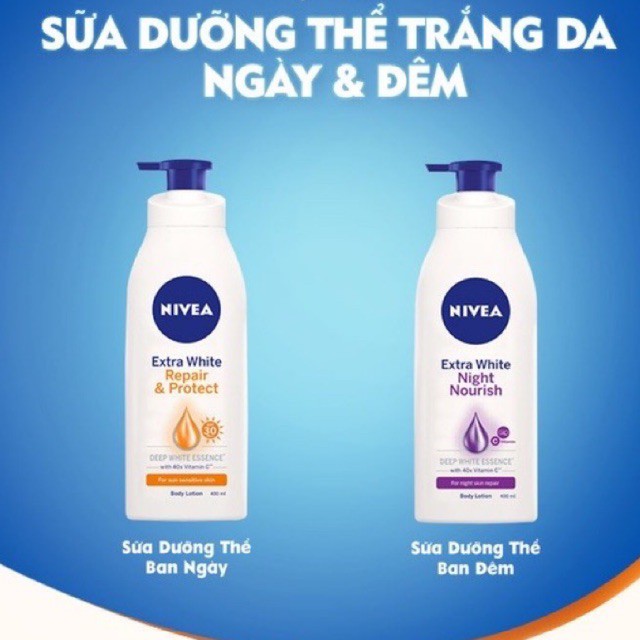 Sữa Dưỡng Thể Trắng Da Nivea - Extra White Night Nourish, Instant Glow, Repair Protect, Body Milk, Radiant 400ml, 350ml