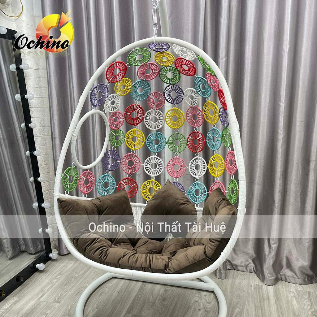 Bộ Xích Đu Để Phòng Khách, Để Ngoài Trời Mẫu Xích Đu Hoa Dành Cho 1 Người (Có Sẵn)