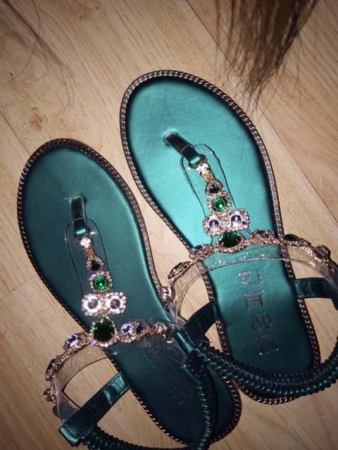 Sandal Đá Giọt Nước- sẵn xanh 35-, 3 ảnh thật cuối