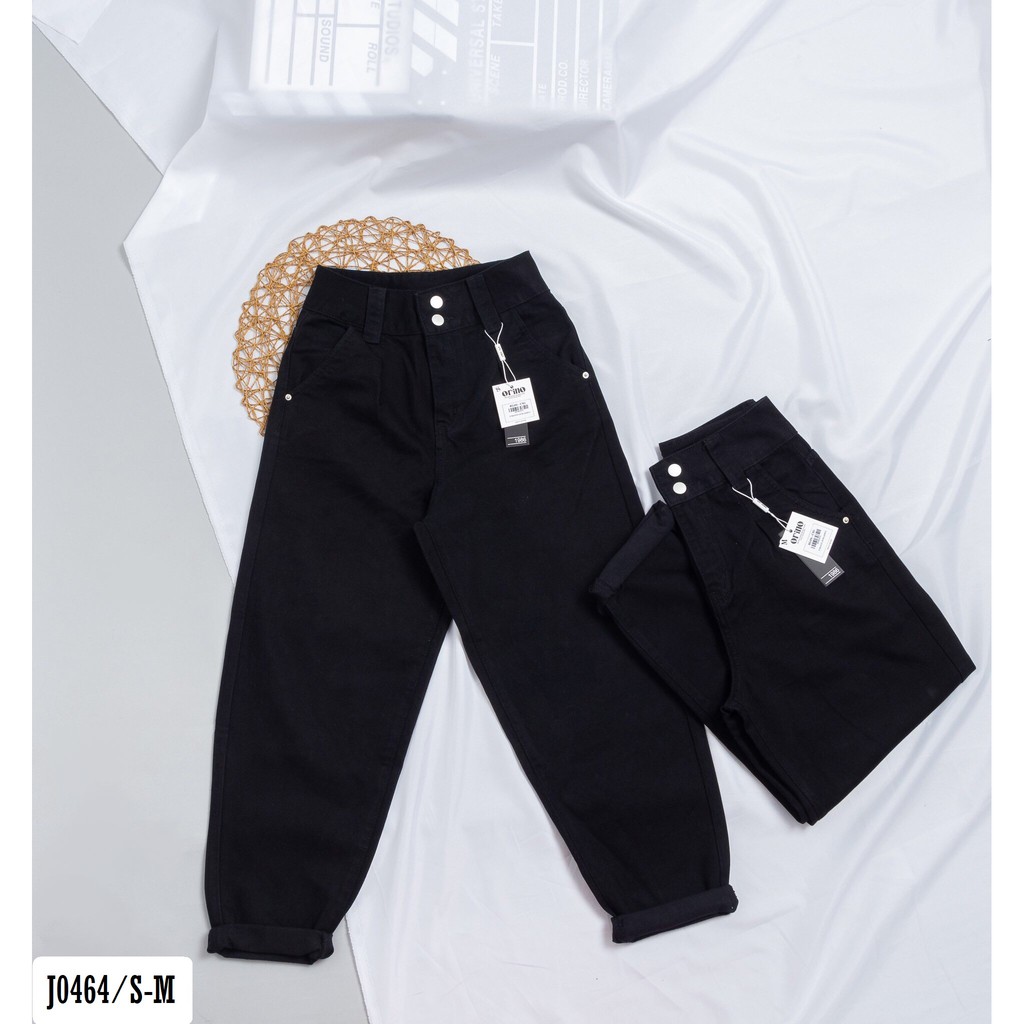 Quần Jean Baggy Màu Đen 2 Nút Lưng Siêu Cao Cá Tính và Thời Trang J0464