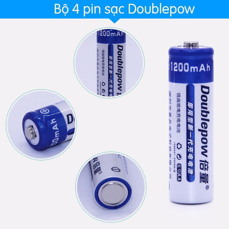 [SIÊU GIẢM GIÁ] Bộ 6 viên pin tiểu sạc Doublepow AA 1200mAh (tặng hộp đựng pin)