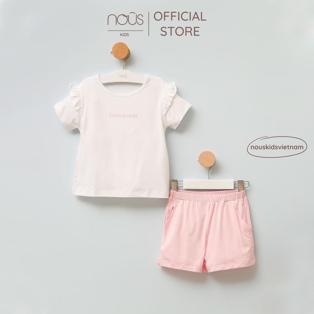 Bộ Quần Áo Cộc Bé Gái Nous Girls- Áo Trắng, Quần Hồng (Size 2-3 Tuổi đến 5-6 Tuổi)