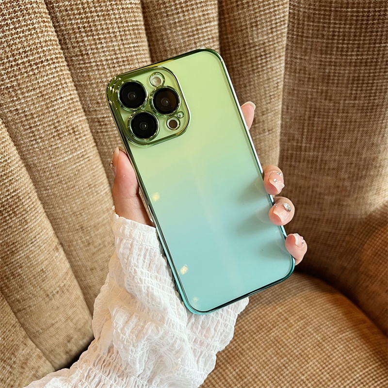 Ốp Điện Thoại Cứng Trong Suốt Mạ Điện Màu Gradient Chống Sốc Chống Bụi Cho iPhone 12 13 Pro Max