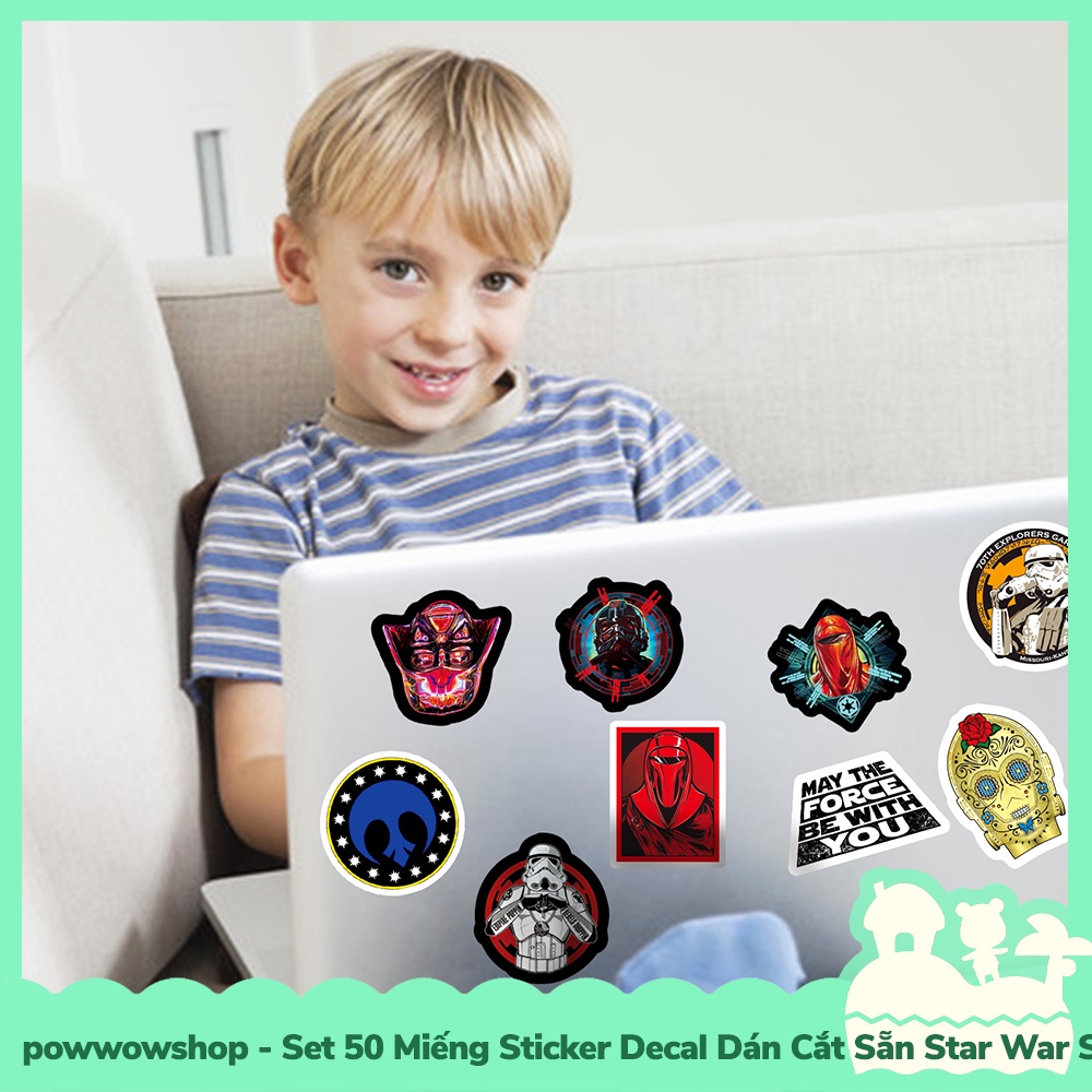 [Sẵn VN - Hỏa Tốc] Set 50 Miếng Sticker Decal Cắt Sẵn DIY Dán Trang Trí Vật Dụng Mẫu Star War Stick The Path Circle