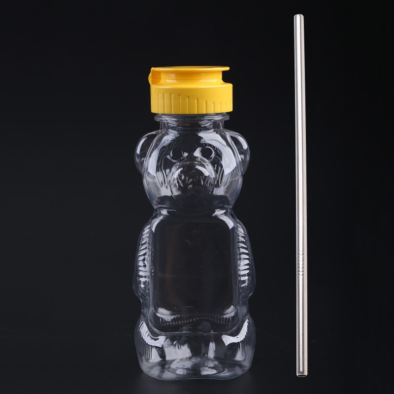 Bình Uống Nước Có Nắp Đậy Và Ống Hút Hình Gấu Hoạt Hình Đáng Yêu Chống Rò Rỉ Cho Trẻ Em