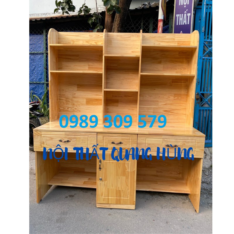 BÀN HỌC SINH GỖ ĐÔI TỰ NHIÊN (1m6 x Cao 1m8 x chân cao 75) CAO CẤP HCM | BigBuy360 - bigbuy360.vn