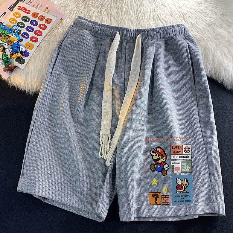 Quần Short Thể Thao Phối Dây Rút In Hoạt Hình Mario Thời Trang Mùa Hè Cho Nam