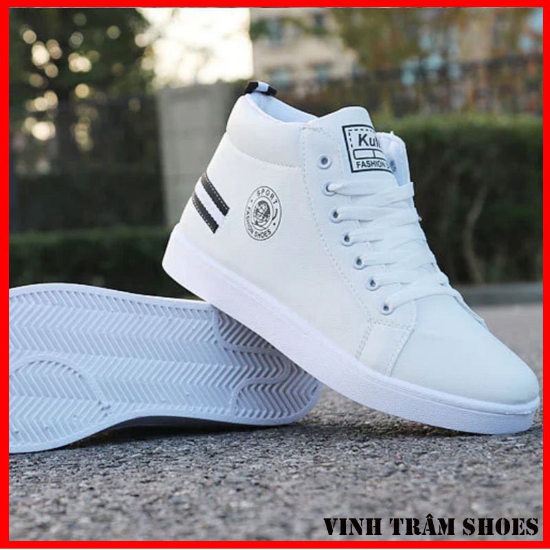 Giày thể thao sneaker cao cổ nam hai màu trắng,đen,hàng sẵn kho từ 38- 43