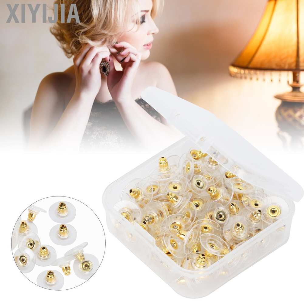 Xiyijia 100Pcs Earring Backs Post Backings Stopper Replacement Stud Secure Hook