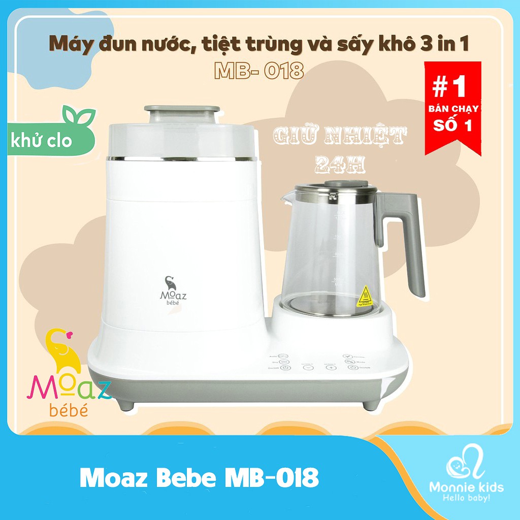 Máy Đun Nước, Tiệt Trùng Và Sấy Khô 3IN1 MOAZ BEBE MB-18