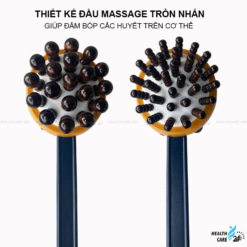 Gậy đấm lưng bằng gỗ massage gãi ngứa cơ thể, Heathcare24h F002, cây đấm lưng thư giãn đa năng, tay cầm chắc chắn