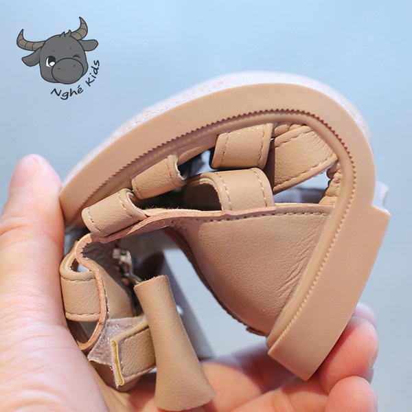 Giày sandal chiến binh cao cổ - Xăng đan bé gái thắt nơ sau phong cách hàn quốc da PU MG Baby 656