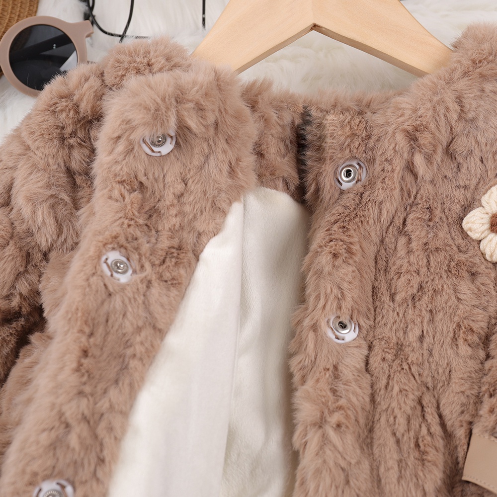 Áo khoác lông cừu BEAR LEADER dày dặn phong cách Hàn Quốc thời trang mùa đông mới cho bé gái 2-6 tuổi