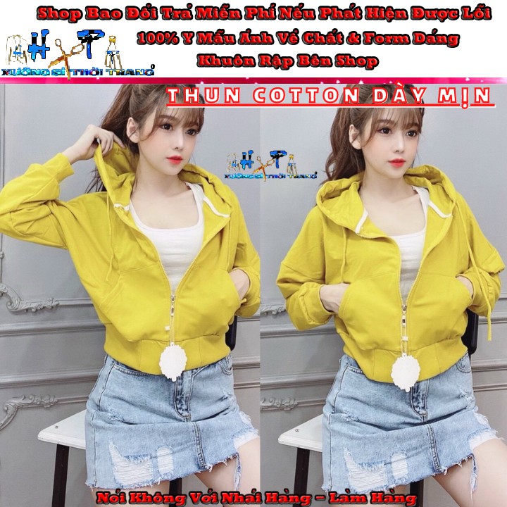 Áo khoác lửng nữ thun cotton dày dặn mẫu trơn hót 2020 | BigBuy360 - bigbuy360.vn