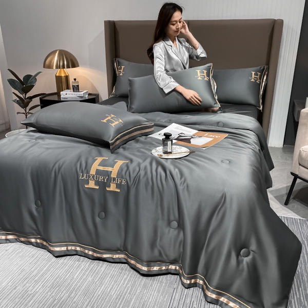 Sét 4 món vỏ chăn ga gối phi lụa cao cấp loại 1