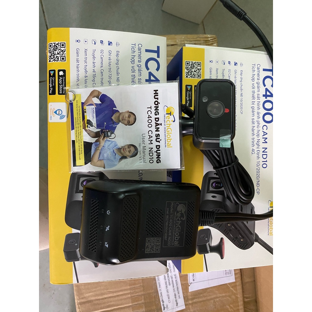 Camera  Hành Trình Chuẩn Nghị Định 10 TC400 CAM-ND10-cho xe 16 chỗ trở lên xe-đầu kéo-quay 2 mắt trước và trong cabin