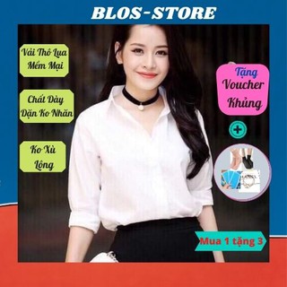 Áo Sơ Mi Nữ Dài🍀FRRESHIP🍀Áo Công Sở Vải Thô Lụa Basic Đơn Giản ASMNDT01