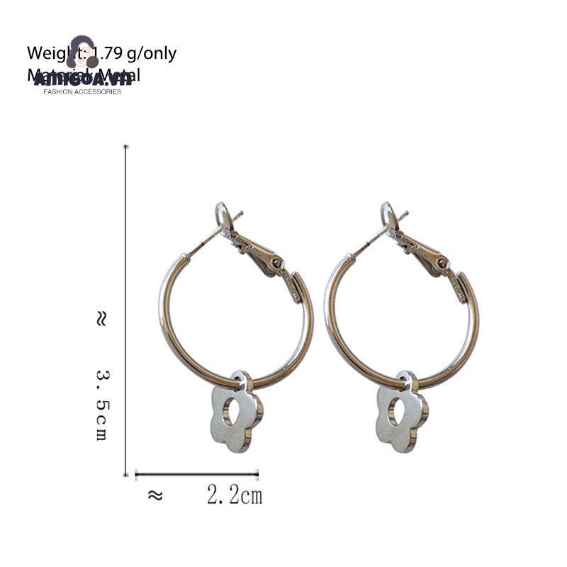 ✨✨Bông Tai Hình Tròn Thiết Kế Đục Lỗ Họa Tiết Hoa Nhỏ Xinh Xắn Thời Trang