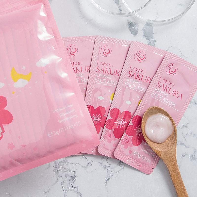 15Pcs Sakura Sleeping Mask Set No-wash Moisturizing Soothing Face Mask Skin Care | BigBuy360 - bigbuy360.vn
