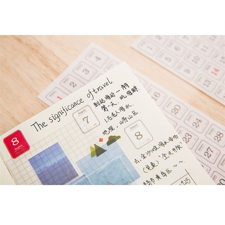 Set 12 tấm miếng dán trang trí nhật ký 365 ngày sáng tạo