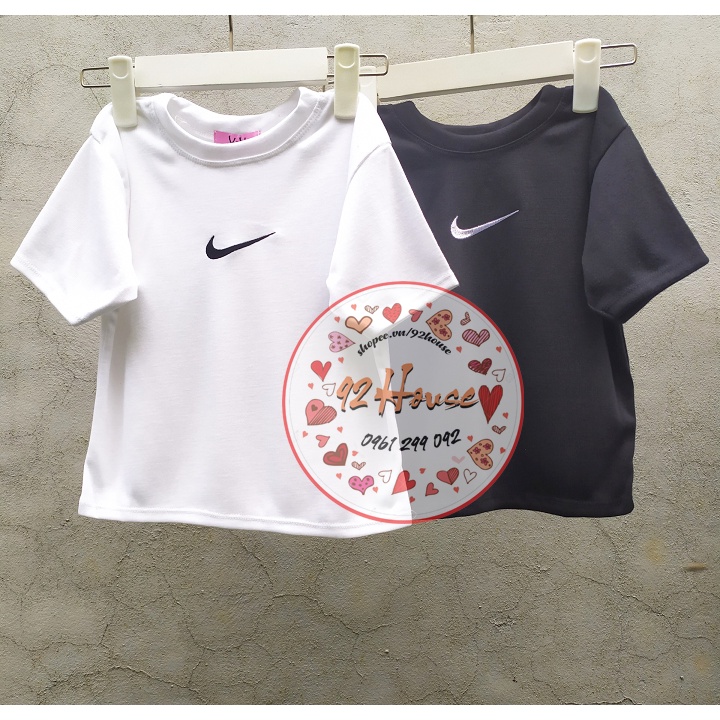 Áo croptop nữ tay ngắn thêu dấu tích / Áo crt phong cách Hàn Quốc