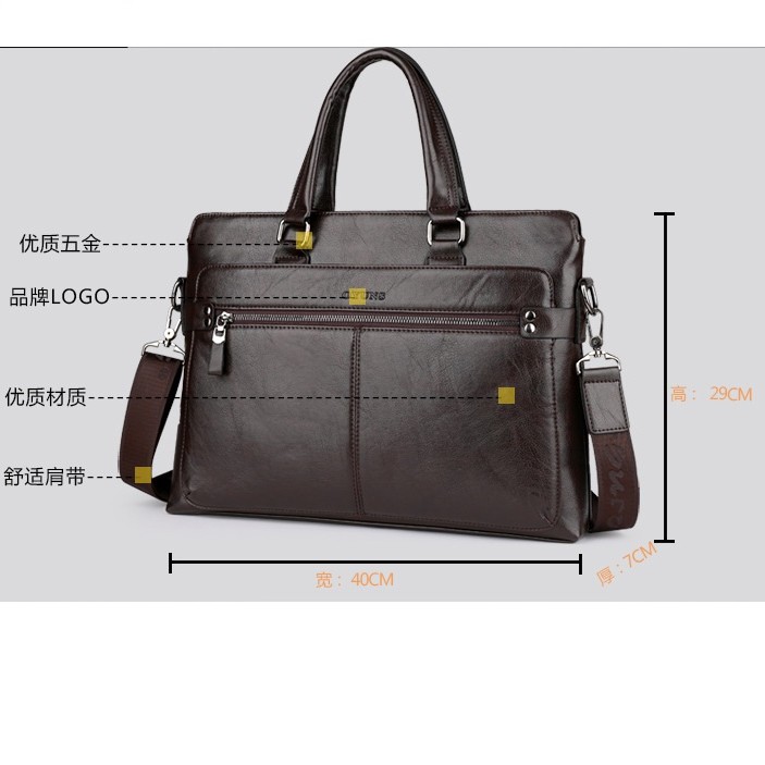 Túi xách cặp da đựng laptop công sở OYUNS T01 - KT:40x29x7cm (Nâu đậm-Nâu sáng-Đen) | BigBuy360 - bigbuy360.vn