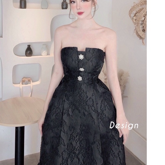 váy cúp ngực gấm stye bánh bèo hàn quốc hàng thiết kế cao cấp, đầm trắng trễ vai dự tiệc sang trọng