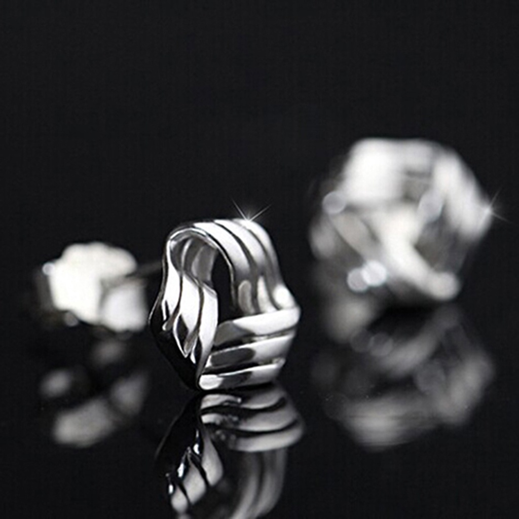 Khuyên tai mạ bạc thiết kế đơn giản thanh lịch dành cho nữ