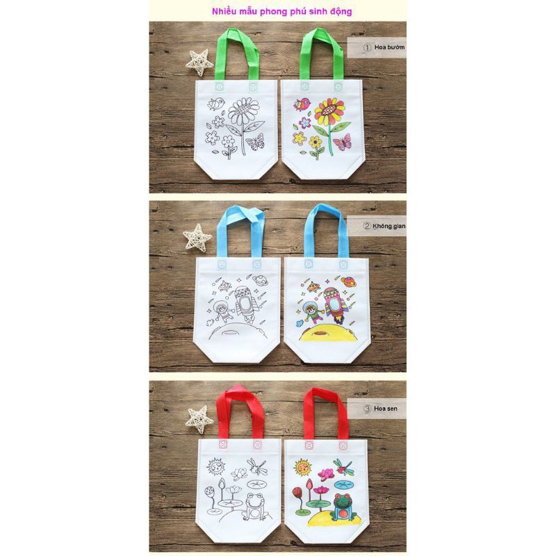 Túi vải vẽ, tô màu cho bé không kèm bút tô