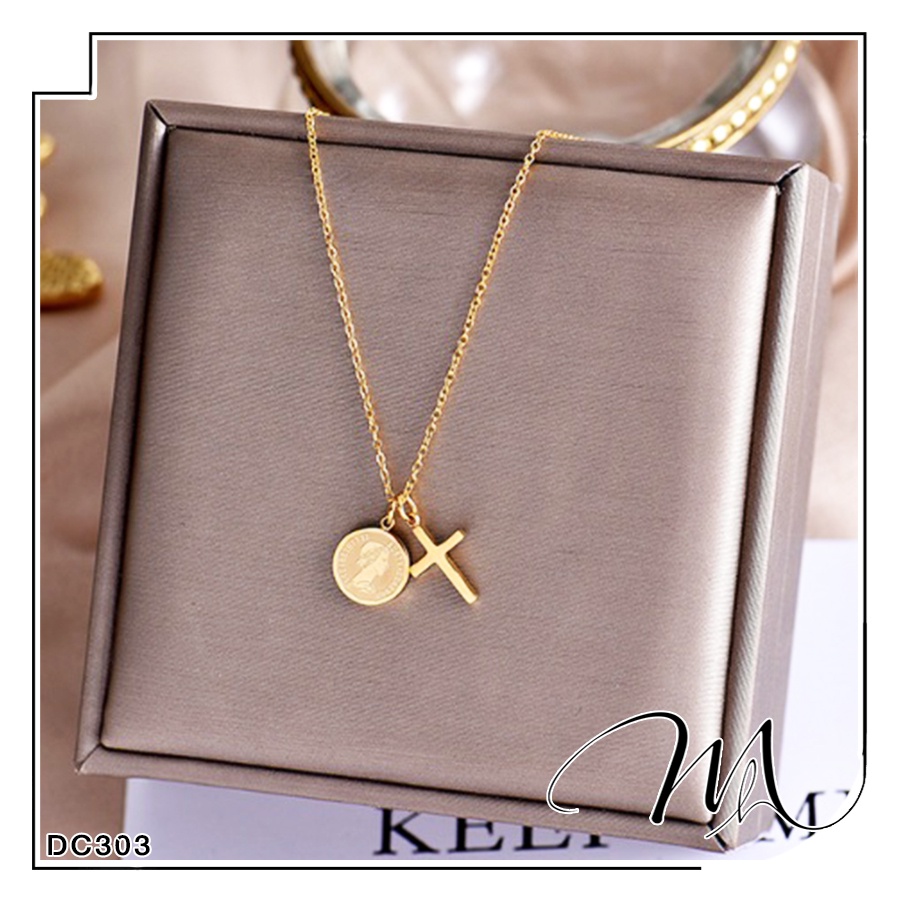 Dây chuyền nữ Titan mặt chữ thập thánh giá đồng xu - Măng's House DC303
