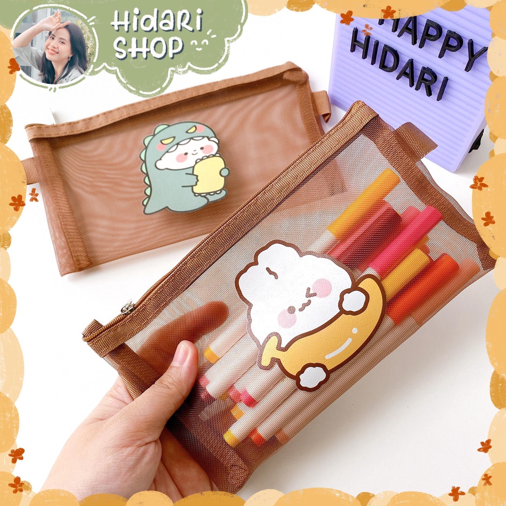 Túi Đựng Bút Lưới Trong Suốt Dễ Thương Xinh Xắn - Hidari