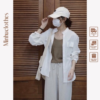Áo sơ mi chất linen dày dặn cổ trụ - SM04