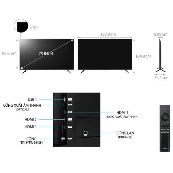 75AU8000 - Smart Tivi Samsung UA75AU8000KXXV 4K UHD 75 Inch