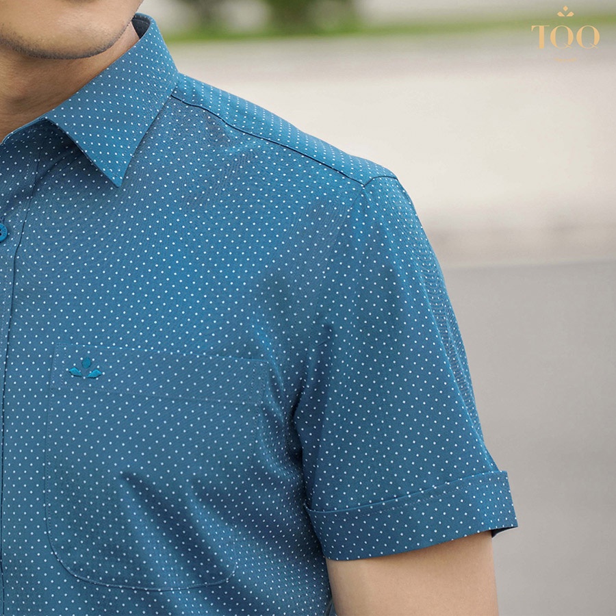 Áo sơ mi nam ngắn tay TQQ dáng Slimfit công sở H329CB chất Viscose họa tiết chấm bi lịch sự