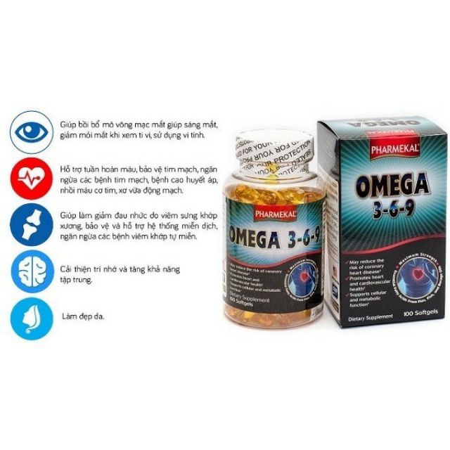 {Cam Kết Chính Hãng} Viên Uống Dầu Cá Pharmekal Omega 3-6-9 Hỗ Trợ Tim Mạch, Sáng Mắt (Hộp 100 Viên)