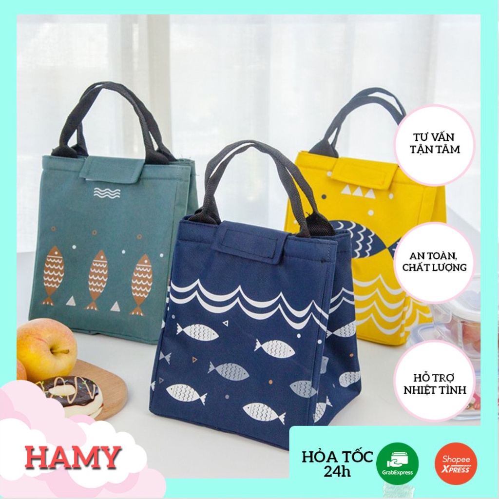 Túi Đựng Hộp Cơm, Túi Cách Nhiệt, Giữ Nhiệt Hình Cá 2T1
