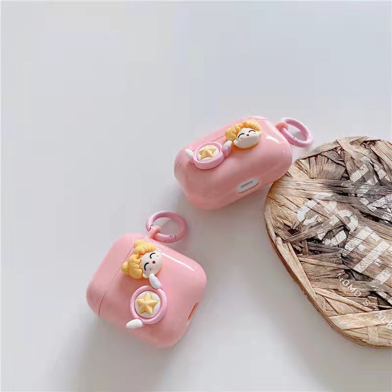 Vỏ bảo vệ hộp sạc tai nghe kèm móc kiểu dáng dễ thương thích hợp cho airrPods Pro 1&amp;2 3 Gen 2021