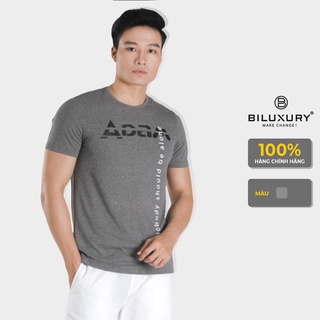 Áo phông họa tiết nam BILUXURY màu ghi sáng - APKH3