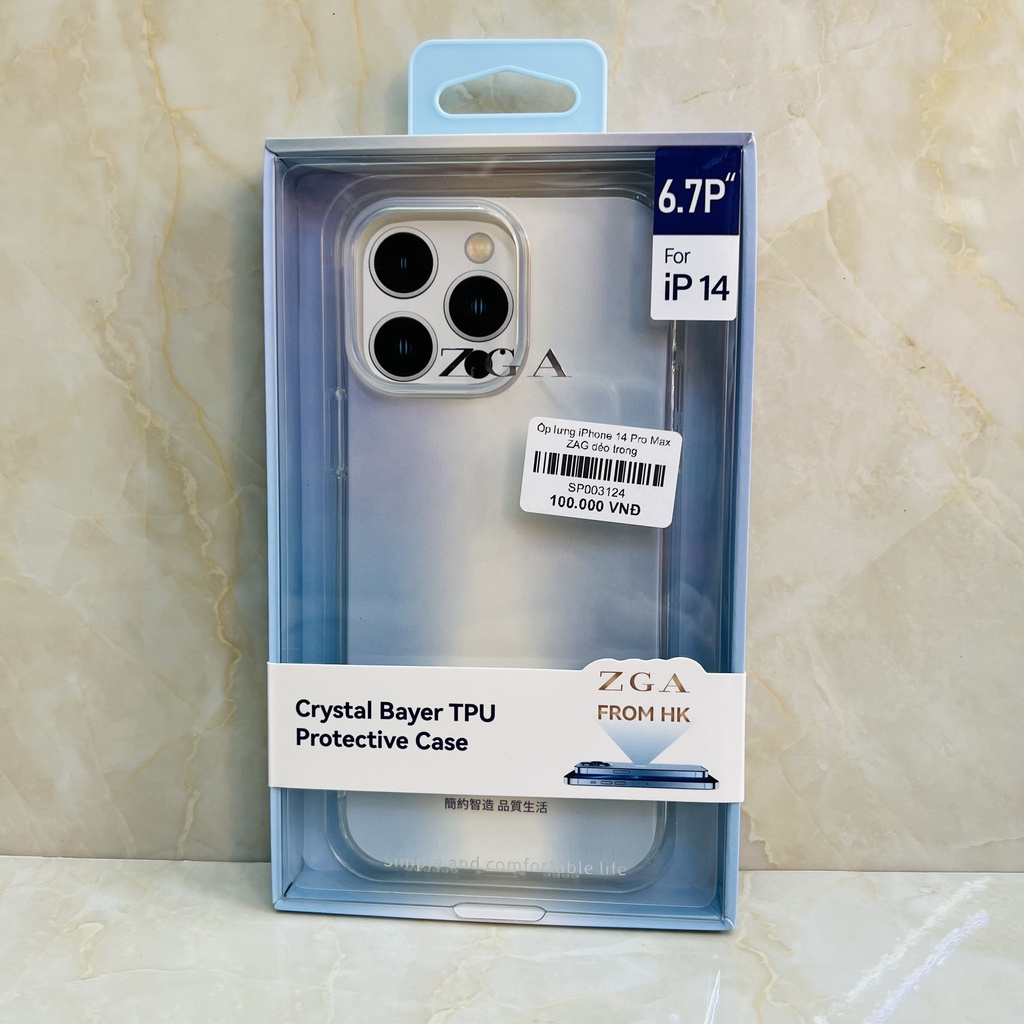 Ốp lưng iPhone 14 Pro Max ZGA trong suốt dẻo mềm