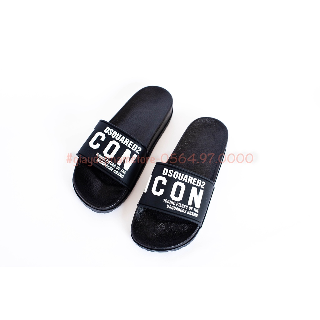 [ GIÁ HUỶ DIỆT ] Dép nam nữ ICON quai ngang chữ in nổi đế PU cao cấp full size