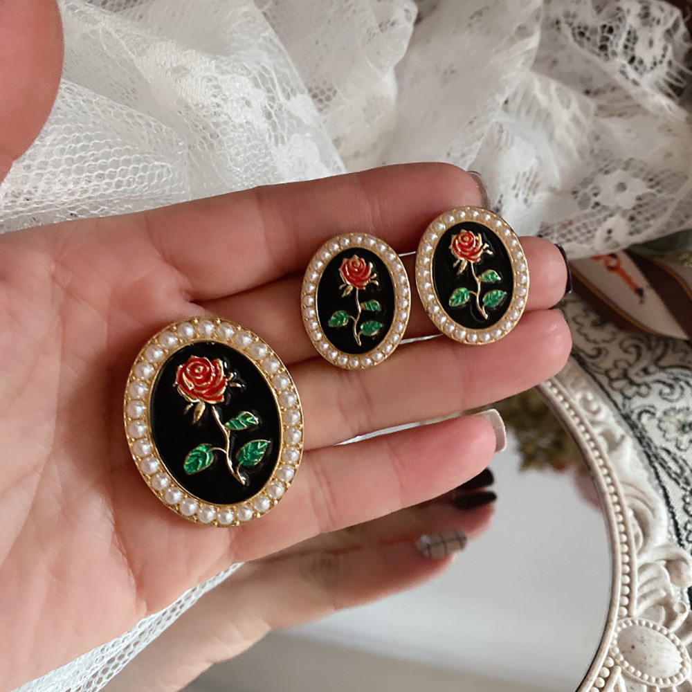 Ghim cài/Khuyên tai nữ họa tiết hoa hồng quý phái thời trang